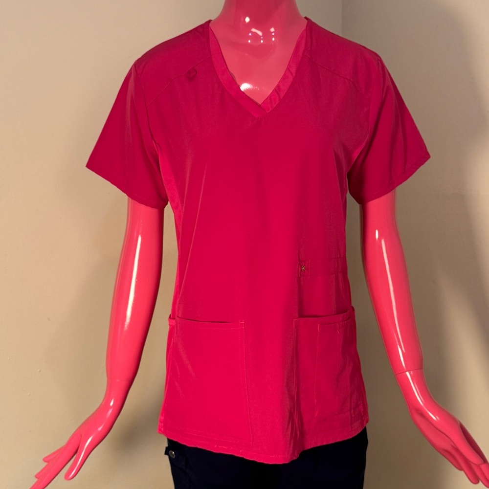Flex Core Pink Scrub Top S 8-Way Stretch